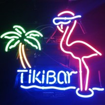 New Tiki Bar Pink Flamingo Palm Tree Beer Bar Neon Lamp Light Sign 24&quot;x20&quot; - £199.11 GBP