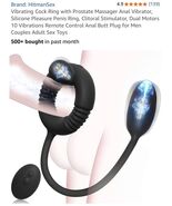 Thrusting Prostate Massager Sex Toy with Vibrating Cock Ring Taint Stimu... - $402.28 MXN