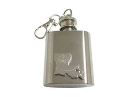 Louisiana State Map Shape and Flag Design 1 Oz. Stainless Steel Key Chain Flask - £23.59 GBP