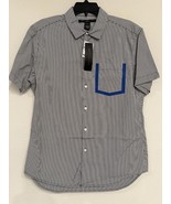 NWT Marc by Marc Jacobs Men&#39;s White Striped Slim Fit Dress Shirt Sz M MS... - £28.63 GBP