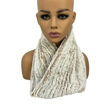 Faux Fur Infinity Scarf Beige White Soft Cozy Neck Warmer Womens Accessory - £14.30 GBP