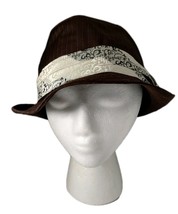 Goorin Bros Fedora Hat Cap Size Large Brown Pinstripe w Band Casual Wool... - $9.89