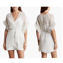 In Bloom by Jonquil Faux Fur Trim Chiffon Robe Wrap, White,  Medium/Large NWT - £36.03 GBP