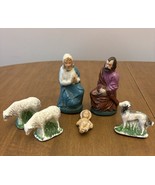 Vintage Plaster Chalk ware Nativity Figurines 6 Pieces Mary Joseph Baby ... - $527.58 MXN