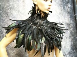 Gothic Black Feather Collar Vampire Madame Crow Raven Mistress Evil Quee... - $541.94 MXN