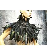 Gothic Black Feather Collar Vampire Madame Crow Raven Mistress Evil Quee... - $541.94 MXN
