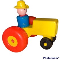 Tractor Farmer Cowboy 1970s Fisher Price Little People Farm Vintage USA Made - $9.87