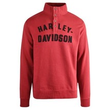 Harley-Davidson Men&#39;s Sweatshirt Cabernet Red Racer Snap Front Mockneck ... - £48.02 GBP