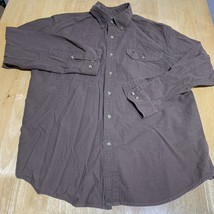 Vintage CARHARTT Double Pocket Button Down Shirt LARGE Men&#39;s Brown Long ... - $310.67 MXN