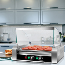 Commercial 11 Roller 30 Hot Dog Grill Cooker Machine Stainless steel W/ cover CE - £280.68 GBP