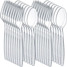 Clear Plastic Cutlery Set - (Bulk Pack 360 Pcs) Plastic Utensils Heavy Duty, 180 - £31.84 GBP