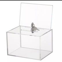 3Pc Raffle Box Clear Acrylic Ballot Box with Lock &amp; Sign Holder Donation Boxes - £9.40 GBP