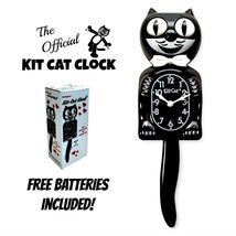 CLASSIC BLACK KIT CAT CLOCK 15.5&quot; Free Battery Official MADE IN USA Kloc... - $83.65 CAD