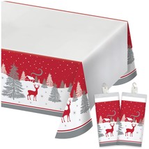 Live It Up! Party Supplies Red and Silver Holiday Woodland Deer Christmas Plasti - £12.91 GBP