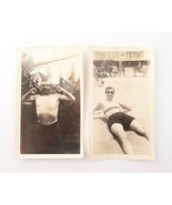 2 VTG 1920s Shirtless Man Muscle Pose &amp; On Beach Original Photo Gay Inte... - £13.58 GBP