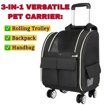 Pecute Rolling Pet Carrier Collapsible Backpack with Detachable Trolley ... - $914.97 MXN