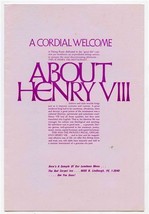 Henry VIII Bill of Fare Menu Lindbergh St Louis Missouri Red Carpet Inn 1970&#39;s - £22.15 GBP