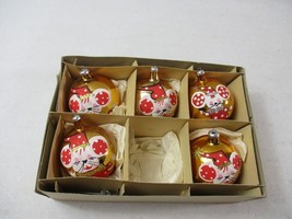5 Vintage Gold Mouse Mice Inarco Italy Christmas glass Ornaments 2.5&#39;&#39; Rare - £23.60 GBP
