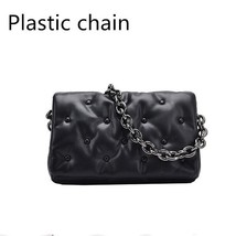 NEW Solid Color metal chain PU Leather Crossbody Bags 2021 Designer Crossbody ba - £27.69 GBP