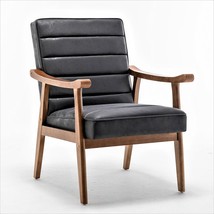 Unique Mid Century Modern Accent Chair With Open-Framed Armchair Design,, Black - £134.26 GBP