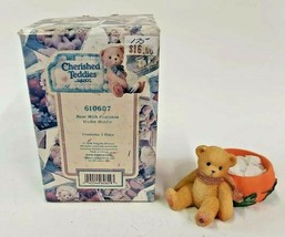 Cherished Teddies Bear With Pumpkin Votive Holder 1998 Enesco Figurine 610607 - £8.66 GBP