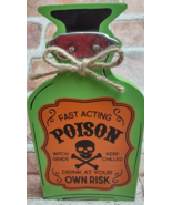 Halloween Fast Acting POISON Drink At Your Own RISK Wood Decor Skull Cro... - £8.01 GBP
