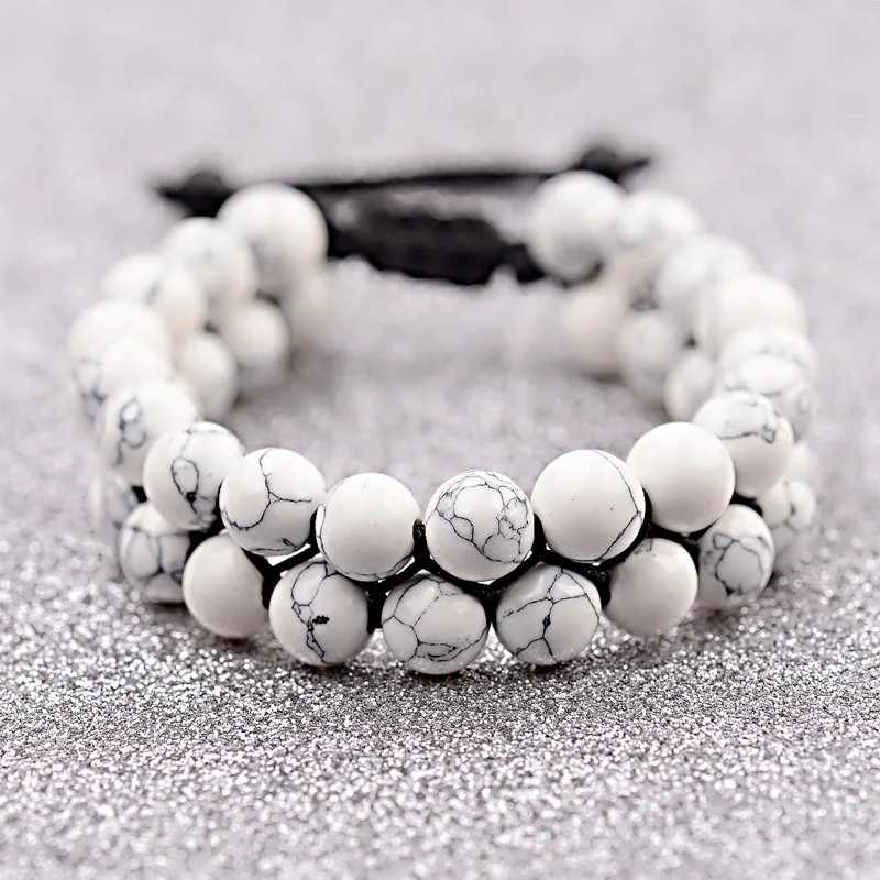 Sporting Fashion Black Lava Stone A Bracelet Men Homme Ethnic A Double Layer Tur - £23.84 GBP