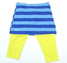 Adidas Golf Blue Stripe Skirt with Neon Yellow Stretch Capri Tights Wome... - £58.66 GBP