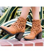 Free People Carrera Brown Leather Woven Strappy Heel Ankle Booties Sz 38... - €47,76 EUR