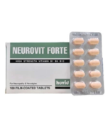 1 X HOVID NEUROVIT FORTE VITAMIN B1 B6 B12 100&#39;s For Nerves Function - $813.73 MXN