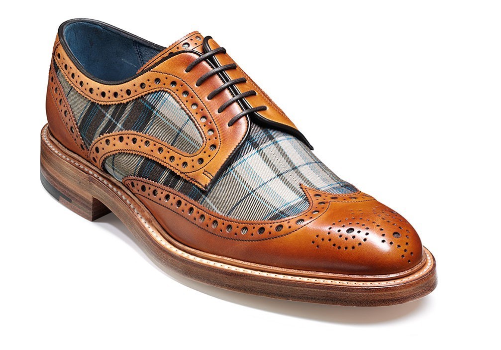 New Men Brown Tweed Brogue Toe Wing Tip Lace up Oxford Genuine Leather Shoes  20