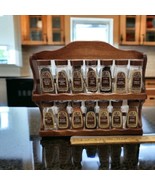 Durkee Foods Wooden Spice Rack Complete with 14 Glass Spice Jars 1970s V... - $91.45