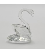 Vintage Crystal Swan Figurine 2.25 Inches Elegant Glass Statue Shelf Art - £14.12 GBP