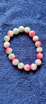 New Stetchy Bracelet Multicolor Beads Pink Breen White Collectible Decorative - £12.04 GBP