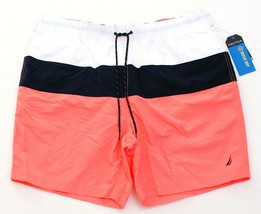 Nautica Quick Dry Pink &amp; Blue Brief Lined Swim Trunks Boardshorts Men&#39;s NWT - £55.77 GBP