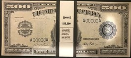 $10,000 In Play/Prop Money 1918 $500 Bills John Marshall Bundle 20 Piece... - $13.99