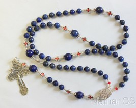 Greek Catholic Rosary Lapis Lazuli Heavy Sterling Silver &amp; Memento Mori - £230.65 GBP