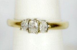 Authenticity Guarantee .40 Ctw Diamond 3 Stone 14K Yellow Gold Past Present ... - £646.38 GBP