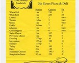 5th Street Pizza &amp; Deli Nutrition Build Your Own Healthy Sandwich Menu - £11.05 GBP