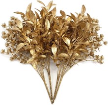 Artificial Gold Plants For Christmas, Cattree Golden Leaves Plastic Faux - £33.64 GBP