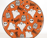 Eli + Ana Orange Halloween Dinner Plates with Ghosts, RIP, Skulls, Boo! ... - $44.99