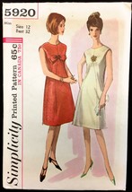 Uncut 1960s Size 12 Bust 32 Classic A Line Dress Simplicity 5920 Vintage... - $9.99