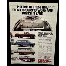 GMC Diesel Trucks Print Ad Vintage 1982 Pickup Suburban Van Jimmy 6.2L Engine - £9.36 GBP