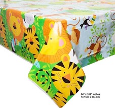 Happy Birthday Tablecloth Jungles Event Decoration Kids Unisex Boy Anima... - £10.45 GBP