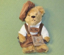 FINE TOY SCHOOL GIRL TEDDY BEAR PLUSH 12&quot; BROWN SUEDE TOY SIDE BAG WITH ... - $22.50