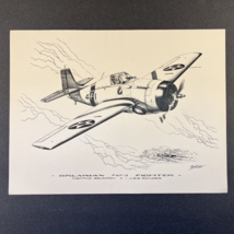 Henry Clark Art Print Grumman F4F-3 Fighter WW2 Aircraft 12 x 9 Inches - $19.79