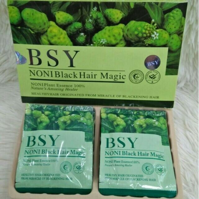 NEW BSY Noni Black Hair Magic Hair Dye Shampoo 1 Box, 20 x 20 ml Sachets - $35.63