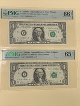 2x 1969B $1 Sequential Serial Federal Reserve Notes - Gem Unc 65/66 EPQ PMG - $195.00