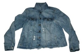 Buffalo David Bitton Womens Distressed Button Up Jacket Size Small Color Blue - £45.70 GBP
