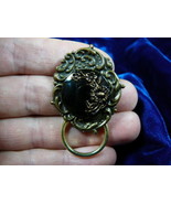 #E-555) Black gold flower Czech Eyeglass id badge pin pendant - £15.43 GBP